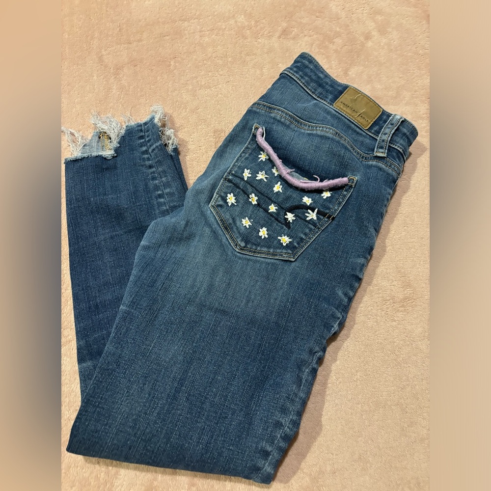 Hand embroidered American Eagle jeans
